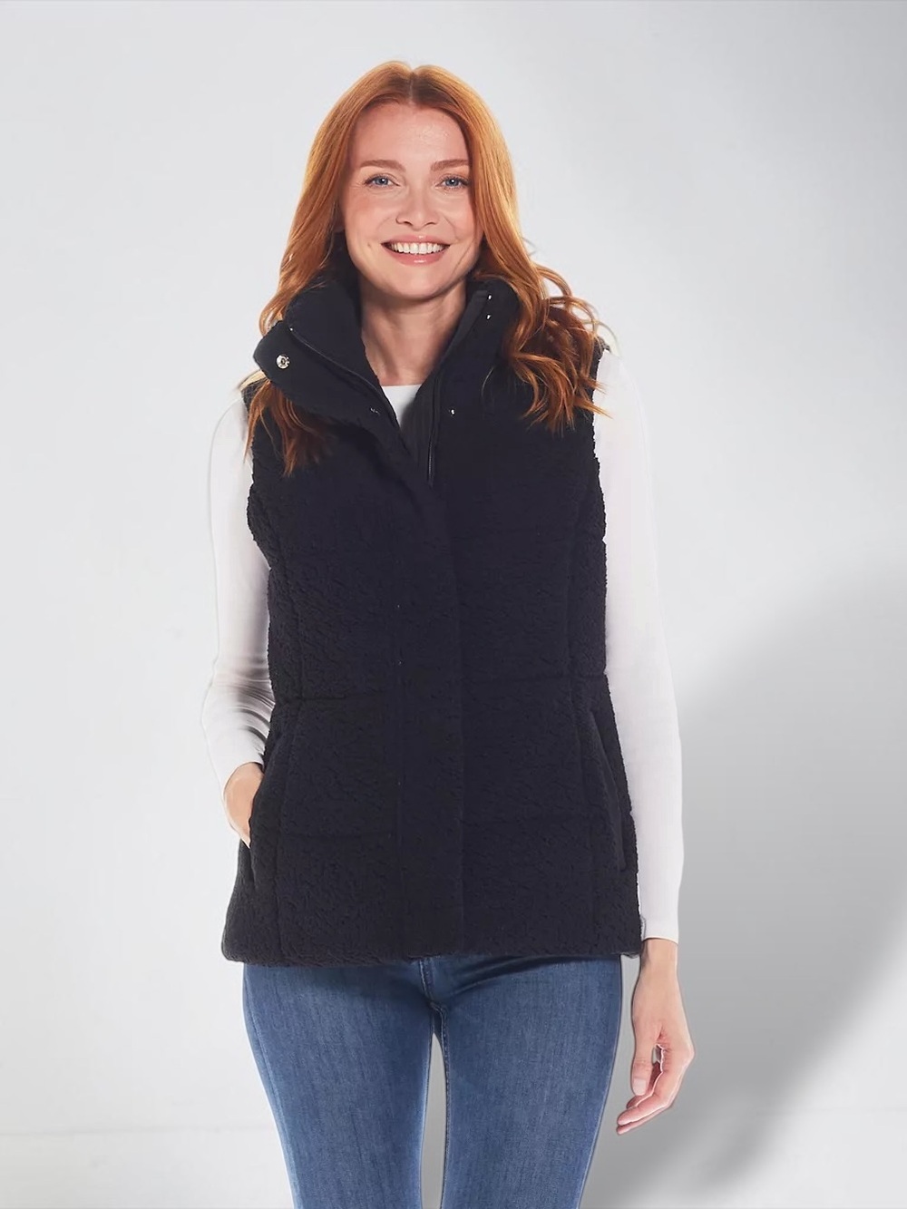 NWT WEATHERPROOF Womens Black Sherpa Puffer Vest Dual Zip Snap Closure, 2XL